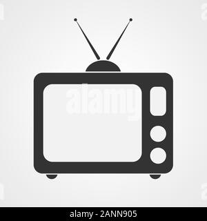 Black TV icon. Sign of TV - vector illustration. Flat icon of tv. Stock Vector