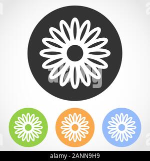 Flower icons isolated on white background. Flat flower - vector illustration. Stock Vector