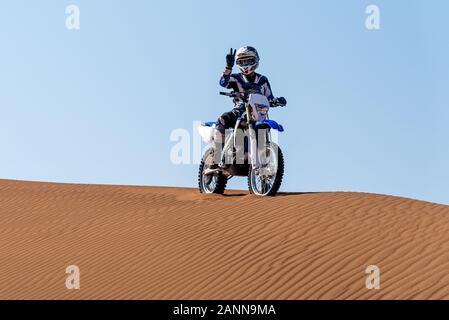 zahedan, baluchestan/iran-11/23/2018 yamaha wr450 bike in Lut desert Stock Photo