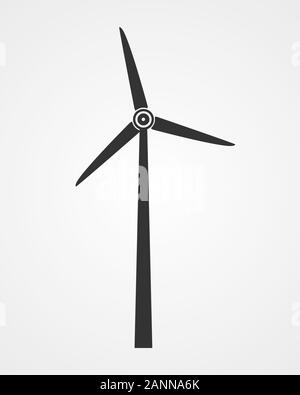 Wind turbine minimalist vector icon. Black flat icon of turbine - vector illustration. Stock Vector