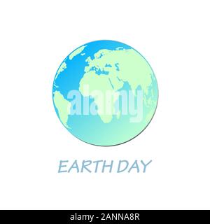 Earth day - blue poster in flat design. Ecology concept. Earth Globe with text Earth Day 22 April - vector illustration. Stock Vector