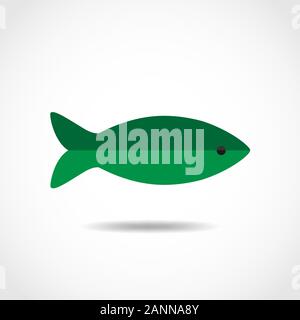 Abstract green fish - flat design. Fish icon - vector illustration. Stock Vector