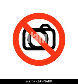 Sign prohibiting photographing - vector illustration. No photography allowed sign. Stock Vector