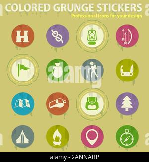 day of scouts colored grunge icons Stock Vector