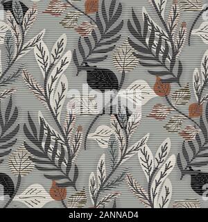 Neutral faded tropical leaf fern seamless pattern Stock Vector