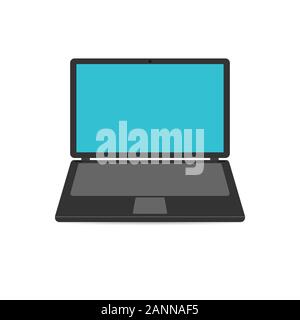 Grey notebook - vector illustration. Silhouette a simple laptop. Icon of open laptop. Stock Vector