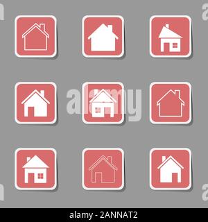 Houses icons set - vector illustration. Simple houses collection, real estate and construction theme. Stock Vector