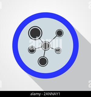 Social network icon - vector illustration. Global technology or social network. Long shadow. Flat blue icon Stock Vector