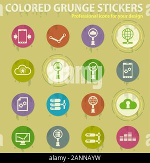 Data analytic colored grunge icons Stock Vector
