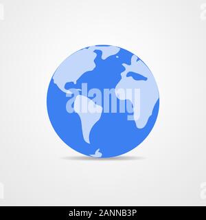 Blue vector Earth globe isolated on white. Light - blue simple scheme of the globe. Globe earth Icon - vector illustration. Stock Vector