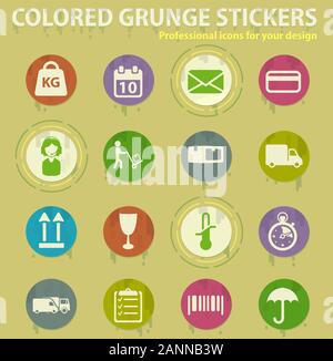 delivery service colored grunge icons Stock Vector