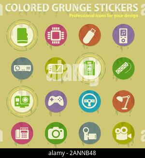 devices colored grunge icons Stock Vector