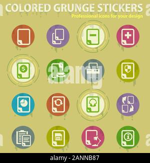 document colored grunge icons Stock Vector