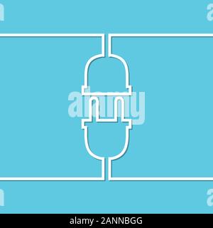 Abstract background with wire plug and socket. Concept of connection, disconnection of the electricity. Wire plug and socket - vector illustration. Stock Vector