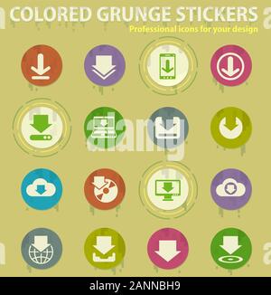 download colored grunge icons Stock Vector
