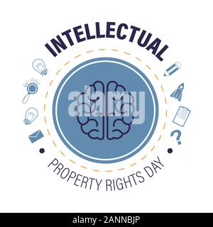 Intellectual property rights day isolated icon, copyright and invention protection Stock Vector