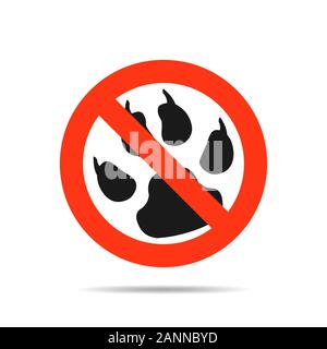 No permits animals - prohibition sign. Don't enter with animals sign - vector illustration. The icon with a red sign on a white background. Stock Vector