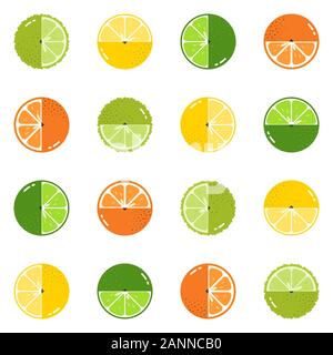 Fruits Citrus diversely oriented seamless vector pattern on white background Stock Vector