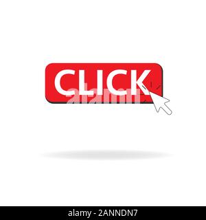 Click here button with Cursor icon. Isolated on White background Stock Vector