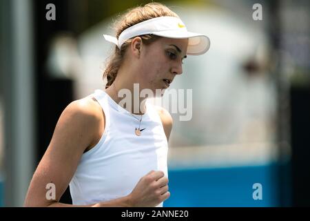 Melbourne, Australia. 18th Jan, 2020. Tennis: Grand Slam, Australian Open, qualification, Aiava (Australia) - Lottner (Germany). Antonia Lottner is pleased. Credit: Frank Molter/dpa/Alamy Live News Stock Photo