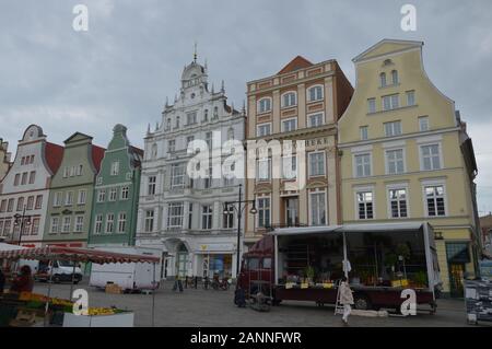 Market place of the hanseatic city Rostock, Germany