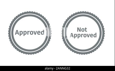Not approved rectangular stamp collection. Textured seals with text isolated on white backgound. Stamps in turquoise, red Stock Vector