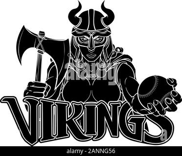 Viking Female Gladiator Baseball Warrior Woman Stock Vector