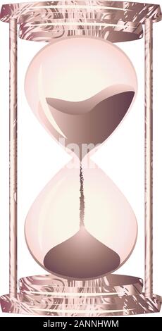 Vintage sand hourglass in rose gold colors design. Stock Vector