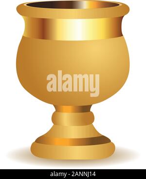 Beautiful big golden shiny vase on white background. Stock Vector