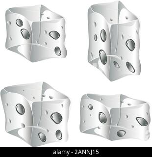 Set of opaque ice cubes on white background. Stock Vector