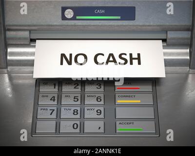 No cash in ATM machine. Technical problems. 3d illustration Stock Photo