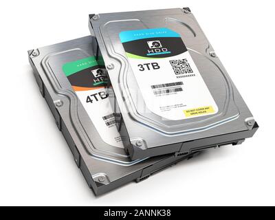 Hard Disk Drive HDD Of Different Size Isolated On White. Detailed View ...