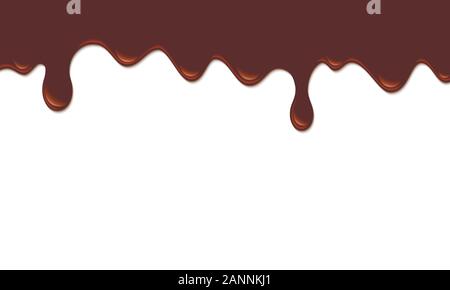 Paint drips. Drops flowing. Current chocolate or brown liquid. Stock Vector