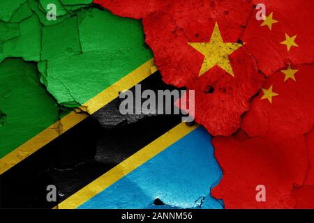 Flags of Tanzania and China painted on cracked wall Stock Photo - Alamy