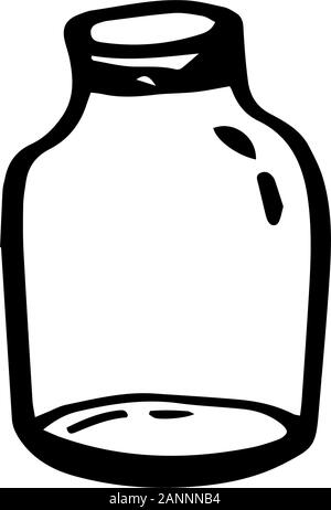 Eco glass storage container ecology concept in doodle style isolated on white background. Zero waste. Refuse plastic. Vector outline illustration. Sav Stock Vector