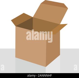 Open cardboard box isolated on white background, vector illustration Stock Vector