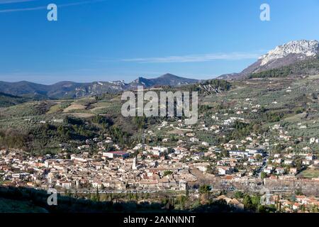 Buis-les-Baronnies, France - December, 2019 : French village surrounded by the mountains, sunny winter day in the Drome department in southeastern Fra Stock Photo