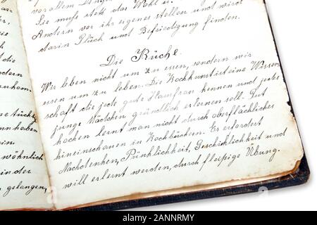 Handwritten guidebook, cookery book in german Stock Photo