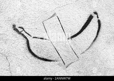 Banana graffiti on concrete wall. Backround with copy space. Stock Photo