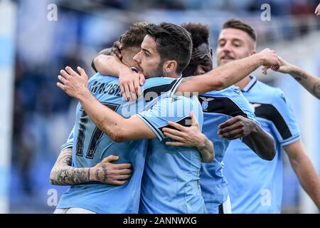 Stadio Olimpico, Rome, Italy. 18th Jan, 2020. Ciro Immobile of SS Lazio celebrates scoring second goal during the Serie A match between Lazio and Sampdoria at Stadio Olimpico, Rome, Italy on 18 January 2020. Photo by Giuseppe Maffia. Credit: UK Sports Pics Ltd/Alamy Live News Stock Photo