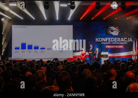 Warsaw, Poland. 18th Jan, 2020. January 18, 2020, Warsaw, Poland: The Confederation Party's election congress and election of the candidate for President of the Republic of Poland, which was held in Warsaw. Krzysztof Bosak won.Inthe photo: Credit: Grzegorz Banaszak/ZUMA Wire/Alamy Live News Stock Photo