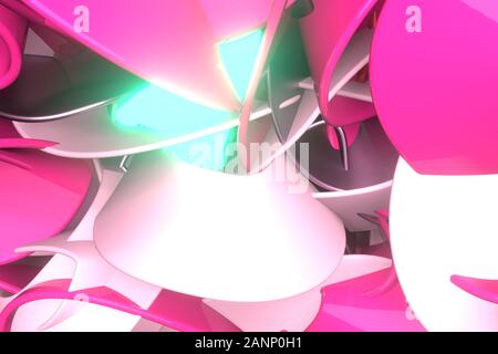 Background abstract, messy colorful string neon grow lights, for design & graphic resource. 3D render. Stock Photo