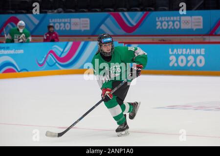 Team GB’s Jessie Taylor (15) competes in the Lausanne 2020 women's Ice Hockey mixed NOC 3 on 3 tournament preliminary round on the 10th January 2020 Stock Photo