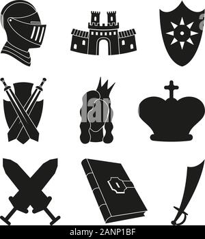 Fantasy Or Fairytale Icons Black & White Set big Stock Vector Image ...