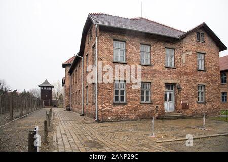 Block 28 (Barrack 28) in Nazi German Konzentrationslager Auschwitz I Stammlager (Auschwitz I concentration camp the main camp) from May 1940 to Januar Stock Photo