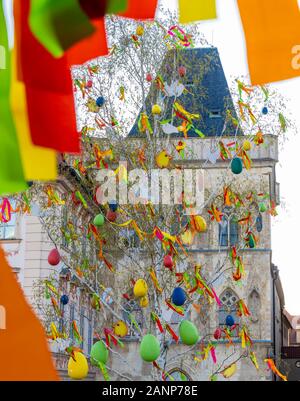 Easter decoration on the old town square, Prague, Czech Republic Stock Photo