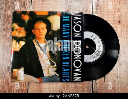 Jason Donovan 7inch single, Too many broken hearts Stock Photo - Alamy