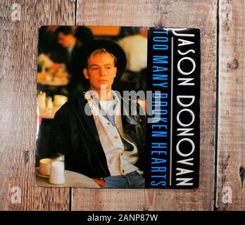 Jason Donovan 7inch single, Too many broken hearts Stock Photo - Alamy