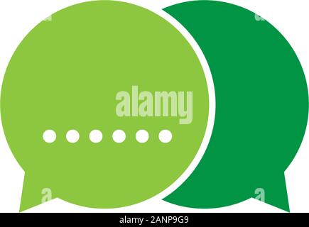 Communication logo design with bubble speech icon, green color Stock Vector