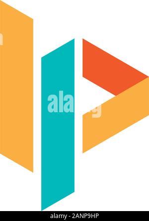 Logo design with abstract I and P letter, full color Stock Vector